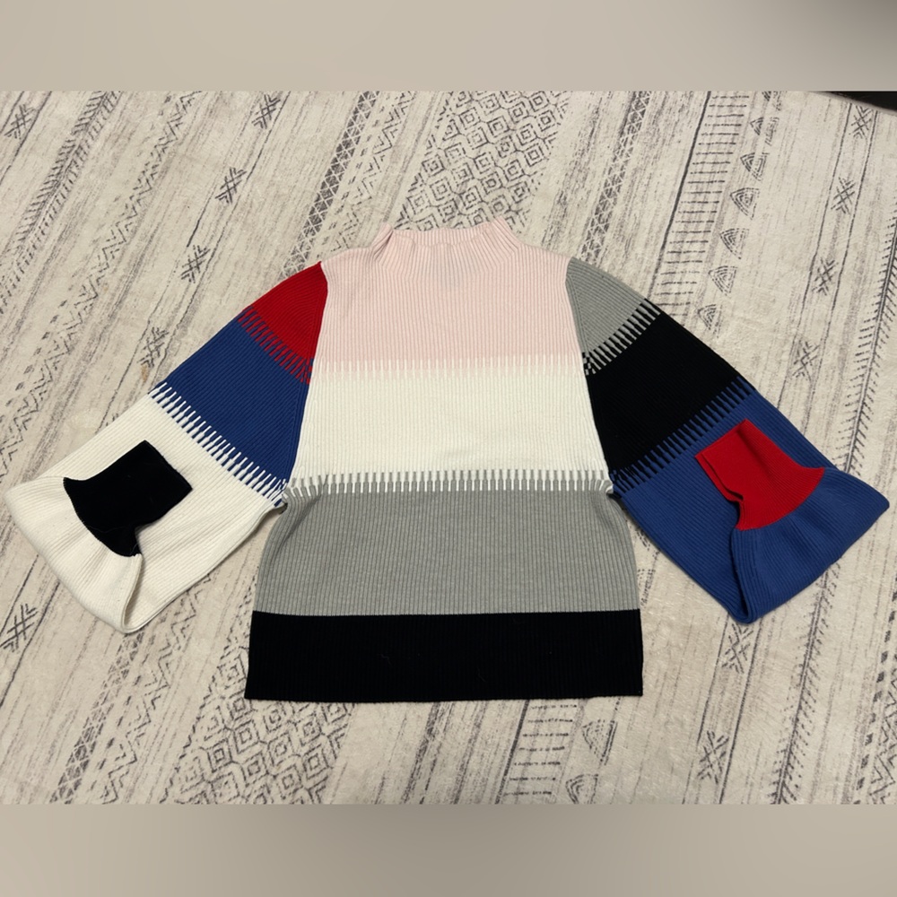 French Connection Color Block Mock neck Sweater